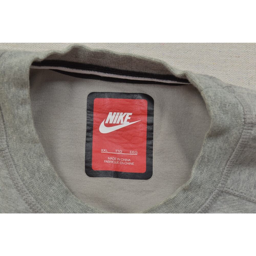 Nike Men's XXL Grey Tech Fleece Crewneck Sweatshirt Raglan Sleeve Front Kangaroo - Picture 8 of 8